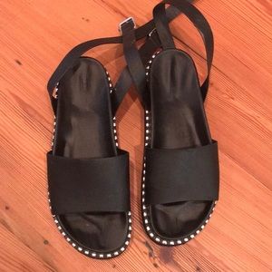 Black open toe lace up platform